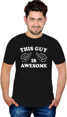 

INKIT Graphic Print Men's Round Neck Black T-Shirt