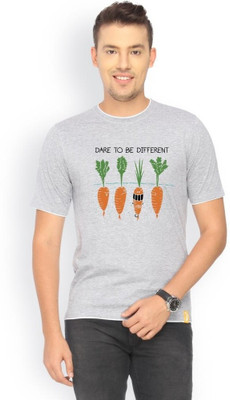 

Campus Sutra Printed Men Round Neck Grey T-Shirt