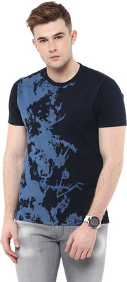 

Avoir Envie Graphic Print Men's Henley Dark Blue T-Shirt, Navy