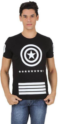 

Captain America Printed Men's Round Neck Black T-Shirt