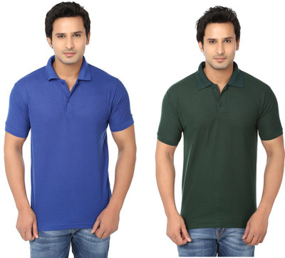 

Keepsake Solid Men's Polo Neck Blue, Dark Green T-Shirt(Pack of 2, -blu-dgrn-