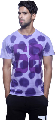 

Masculino Latino Printed Men's Round Neck Reversible Purple T-Shirt