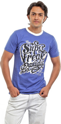 

BG69 Graphic Print Men's Round Neck Blue T-Shirt, Royalblue