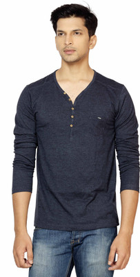 

La Seven Solid Men's Henley Dark Blue T-Shirt, Navy