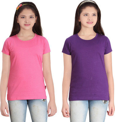 

FabTag - Sini Mini Girls Solid T Shirt(Multicolor
