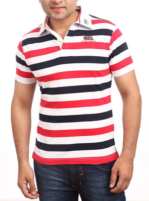 

Parx Striped Men's Polo Neck Red T-Shirt
