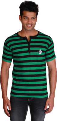 

Right Shape Striped Men's Henley Green, Black T-Shirt, Black;green