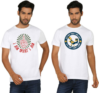 

SayItLoud Printed Men's Round Neck White T-Shirt(Pack of 2)