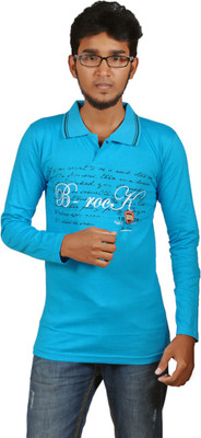 

Harsha Printed Men' Polo Neck Blue T-Shirt