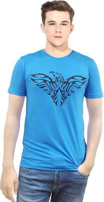 

Gallop Printed Men' Round Neck Blue T-Shirt