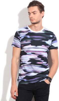 Puma Printed Men's Round Neck White, Black T-Shirt