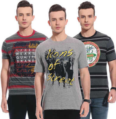 

TAB91 Printed Men's Round Neck Multicolor T-Shirt(Pack of 3)