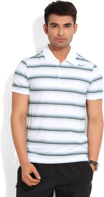 

Nike Striped Men' Polo Neck White T-Shirt, 100
