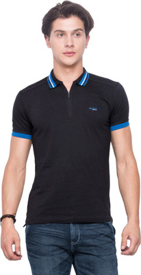 

Mufti Solid Men's Polo Neck Black T-Shirt
