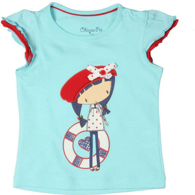 

Chirpie Pie by Pantaloons Girls Applique T Shirt(Light Blue, Aqua blue