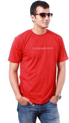 Colors & Blends Solid Men' Round Neck Red T-Shirt