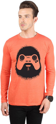 

SayItLoud Printed Men' Round Neck Orange T-Shirt, Orange melange