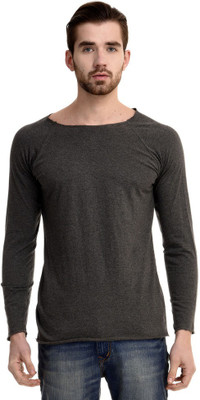 

Mi Moda Solid Men's Round Neck Grey T-Shirt, Dark grey