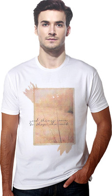 

Gallop Printed Men' Round Neck White T-Shirt