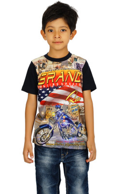 

Shaun Boys Printed T Shirt(Dark Blue, Pack of 1