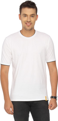 

Campus Sutra Solid Men Round Neck White T-Shirt
