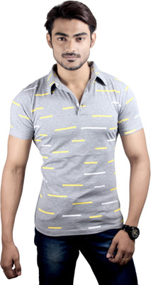 

Spur Printed Men' Polo Neck Grey T-Shirt, Melange