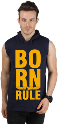 

SayItLoud Printed Men's Hooded Blue T-Shirt