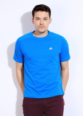 

ADIDAS Solid Men's Round Neck Blue T-Shirt