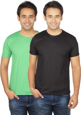 

Quetzal Solid Men's Round Neck Black, Green T-Shirt(Pack of 2