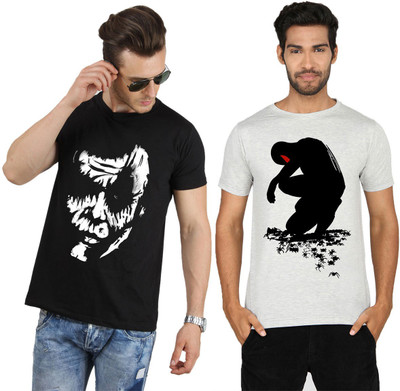 

SayItLoud Printed Men's Round Neck Multicolor T-Shirt(Pack of 2