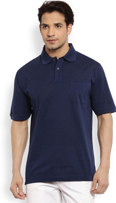 

ColorPlus Solid Men's Polo Neck Blue T-Shirt