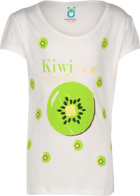 

Poppers by Pantaloons Girls Graphic Print T Shirt(White, Off white