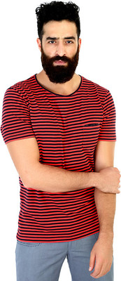 

Mr Button Solid Men' Round Neck Red T-Shirt