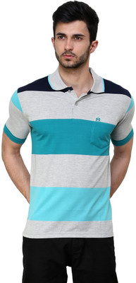 

Cotton County Premium Striped Men's Flap Collar Neck Green T-Shirt