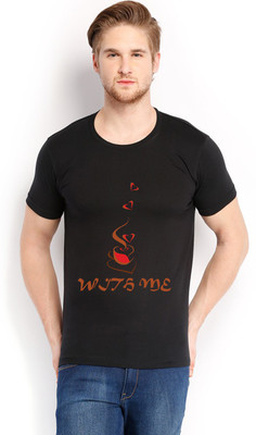 

Trendster Printed Men's Round Neck Black T-Shirt