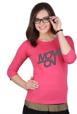 

SayItLoud Printed Women's Round Neck Pink T-Shirt, Dark pink