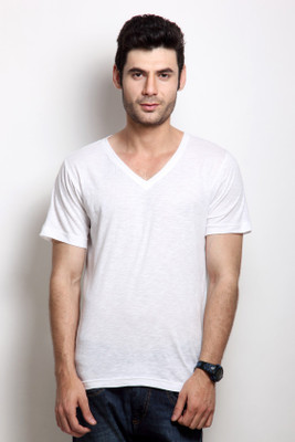 

Rigo Solid Men's V-neck White T-Shirt