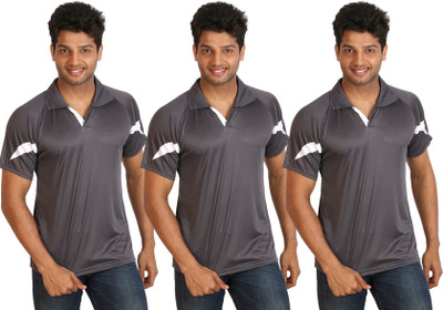 

Campus Sutra Solid Men Polo Neck Grey T-Shirt(Pack of 3