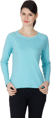 

Hypernation Solid Women' Round Neck Light Blue T-Shirt, Aqua