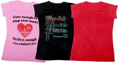 

IndiWeaves Girls Printed T Shirt(Multicolor, Pink & black & red