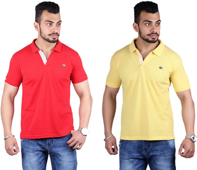 

Shineway Solid Men's Polo Neck Multicolor T-Shirt(Pack of 2, Red;yellow