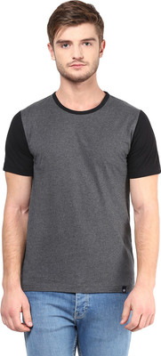 

Bukkl Solid Men's Round Neck Black T-Shirt, Charcoal black