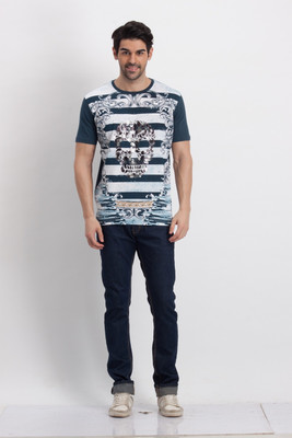 

Fritzberg Printed Men's Round Neck Blue T-Shirt, Strong blue