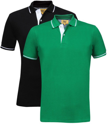 

Campus Sutra Solid Men Henley Multicolor T-Shirt(Pack of 2, Black;green