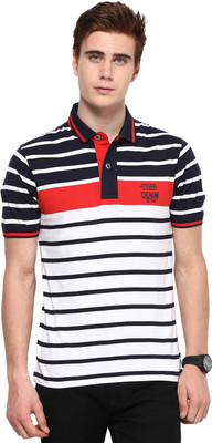 

Mudo Striped Men's Mandarin Collar Multicolor T-Shirt, Multi
