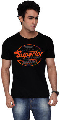 

Inkovy Graphic Print Men's Round Neck Black T-Shirt