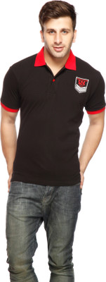 

Gritstones Solid Men's Polo Neck Red, Black T-Shirt