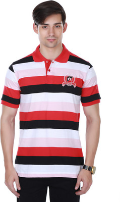 

Cotton County Premium Striped Men's Flap Collar Neck Pink T-Shirt