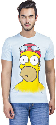 

Simpsons Printed Men's Round Neck Blue T-Shirt, Blue topaz