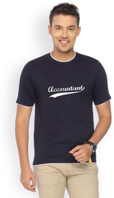 

Campus Sutra Printed Men Round Neck Blue T-Shirt